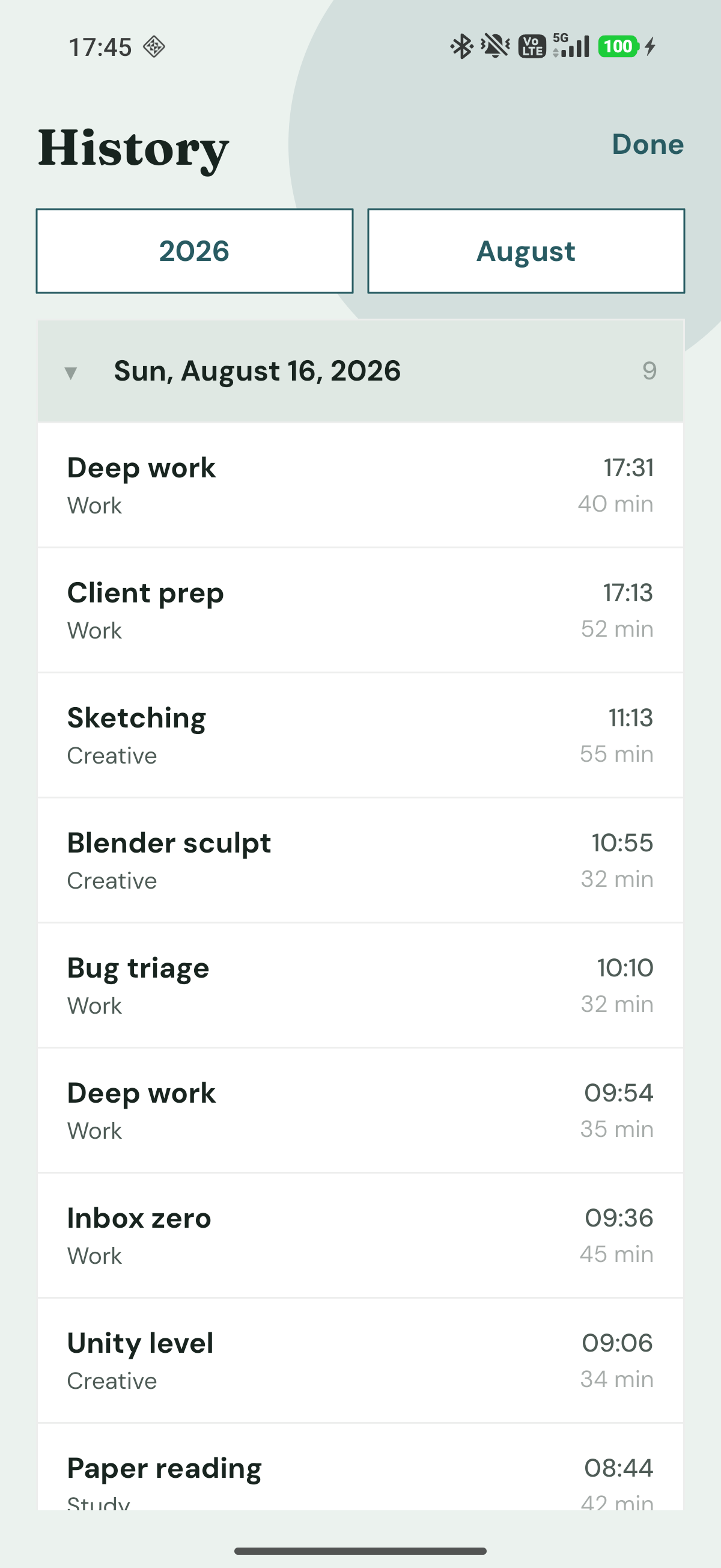Session history
